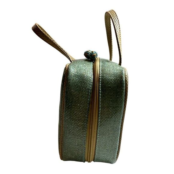 Stephanie Johnson Toiletry Bag Travel Green Gold Metallic Cosmetics NWOT - Picture 3 of 15